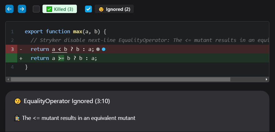 disable equality operator